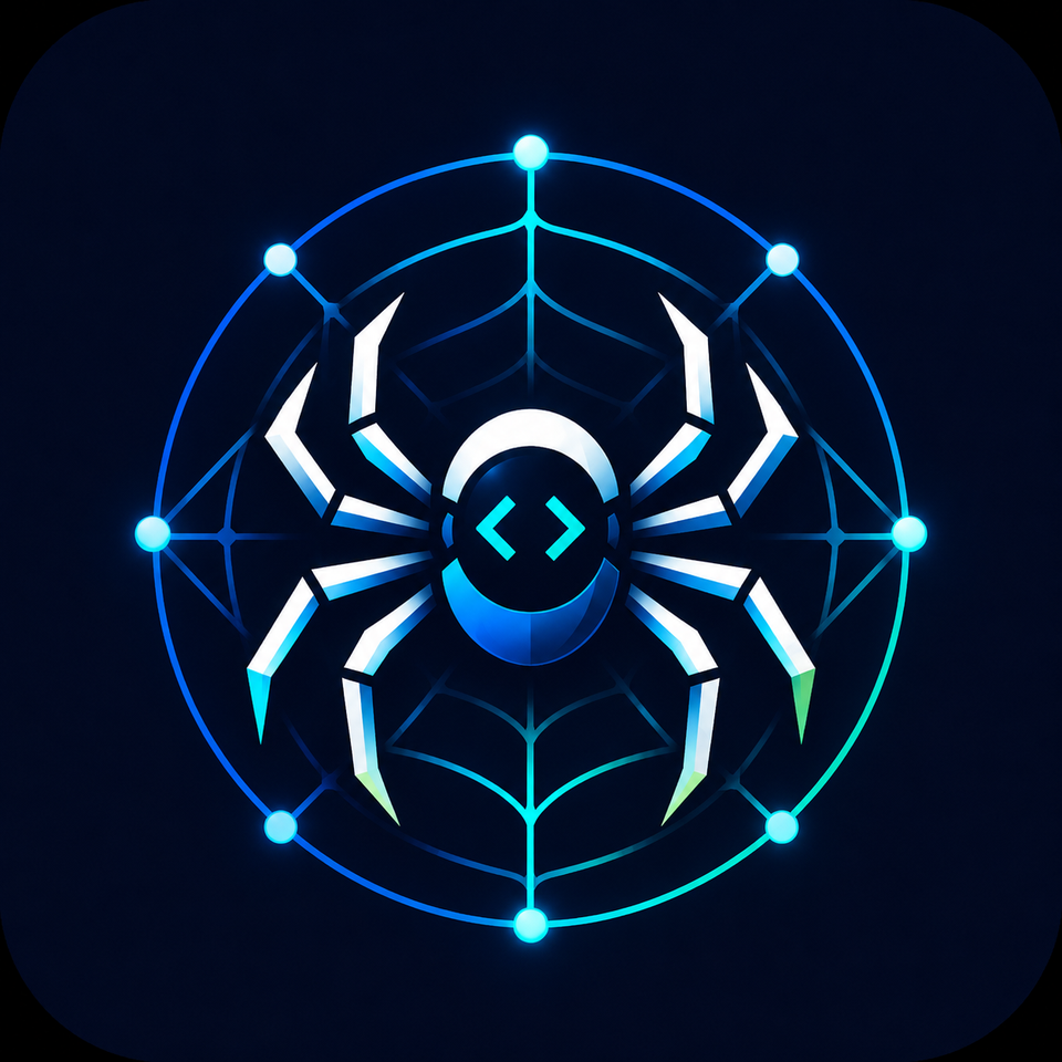 Approved Orb-Weaver spider and web logo